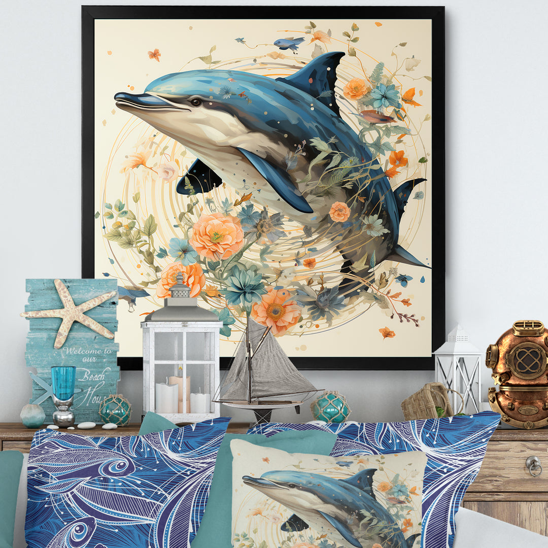 Dolphin Happiness - Dolphin Living Room Wall Art
