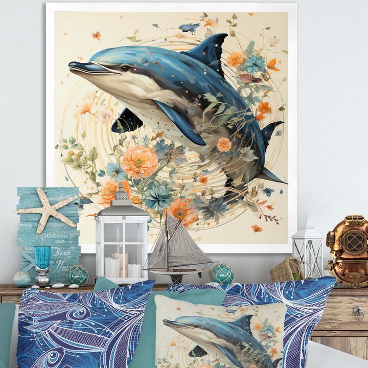 Dolphin Happiness - Dolphin Living Room Wall Art