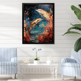 Dolphin Mystic Encounters - Dolphin Framed Canvas Art