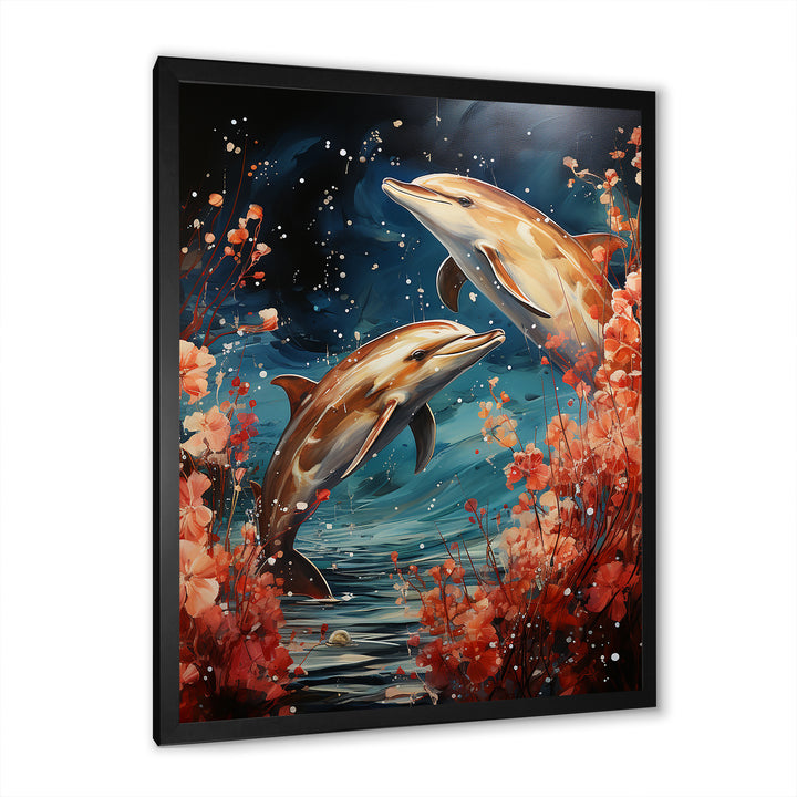 Dolphin Mystic Encounters - Dolphin Framed Canvas Art