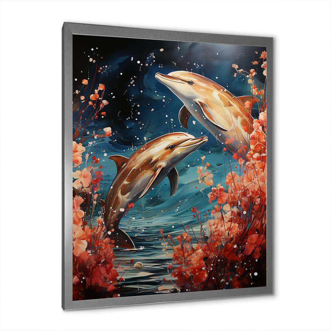 Dolphin Mystic Encounters - Dolphin Framed Canvas Art