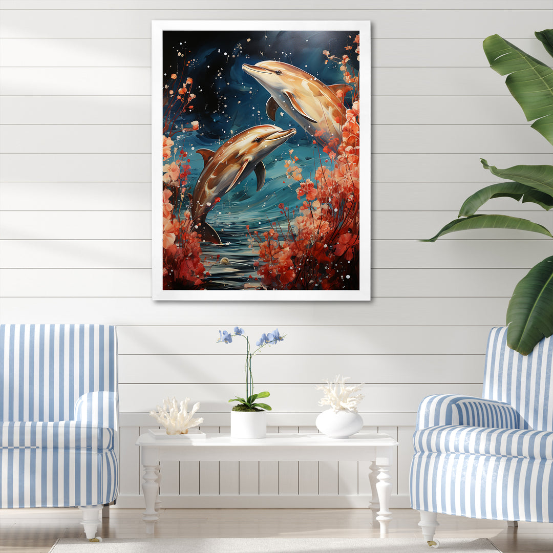 Dolphin Mystic Encounters - Dolphin Framed Canvas Art