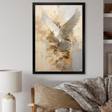 Minimalism Beige And Gold Dove - Dove Canvas Wall Art