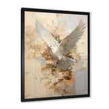 Minimalism Beige And Gold Dove - Dove Canvas Wall Art
