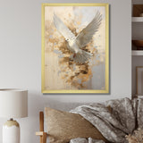 Minimalism Beige And Gold Dove - Dove Canvas Wall Art