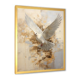 Minimalism Beige And Gold Dove - Dove Canvas Wall Art