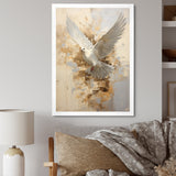 Minimalism Beige And Gold Dove - Dove Canvas Wall Art