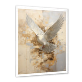 Minimalism Beige And Gold Dove - Dove Canvas Wall Art