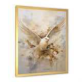 Minimalism Beige And Gold Dove I - Animals Canvas Wall Art