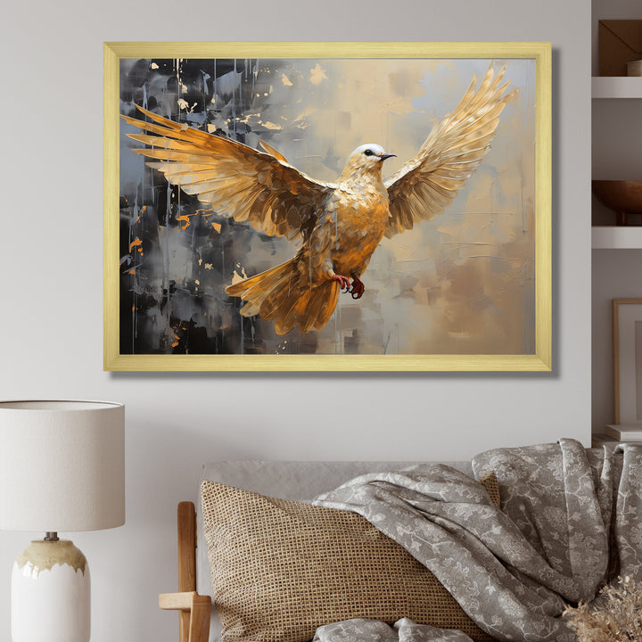 Golden Dove Grace - Dove Large Canvas Wall Art