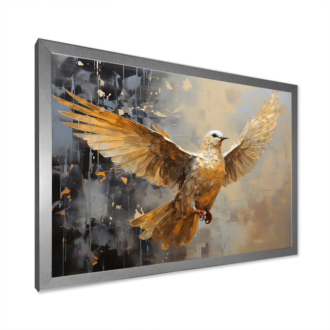 Golden Dove Grace - Dove Large Canvas Wall Art