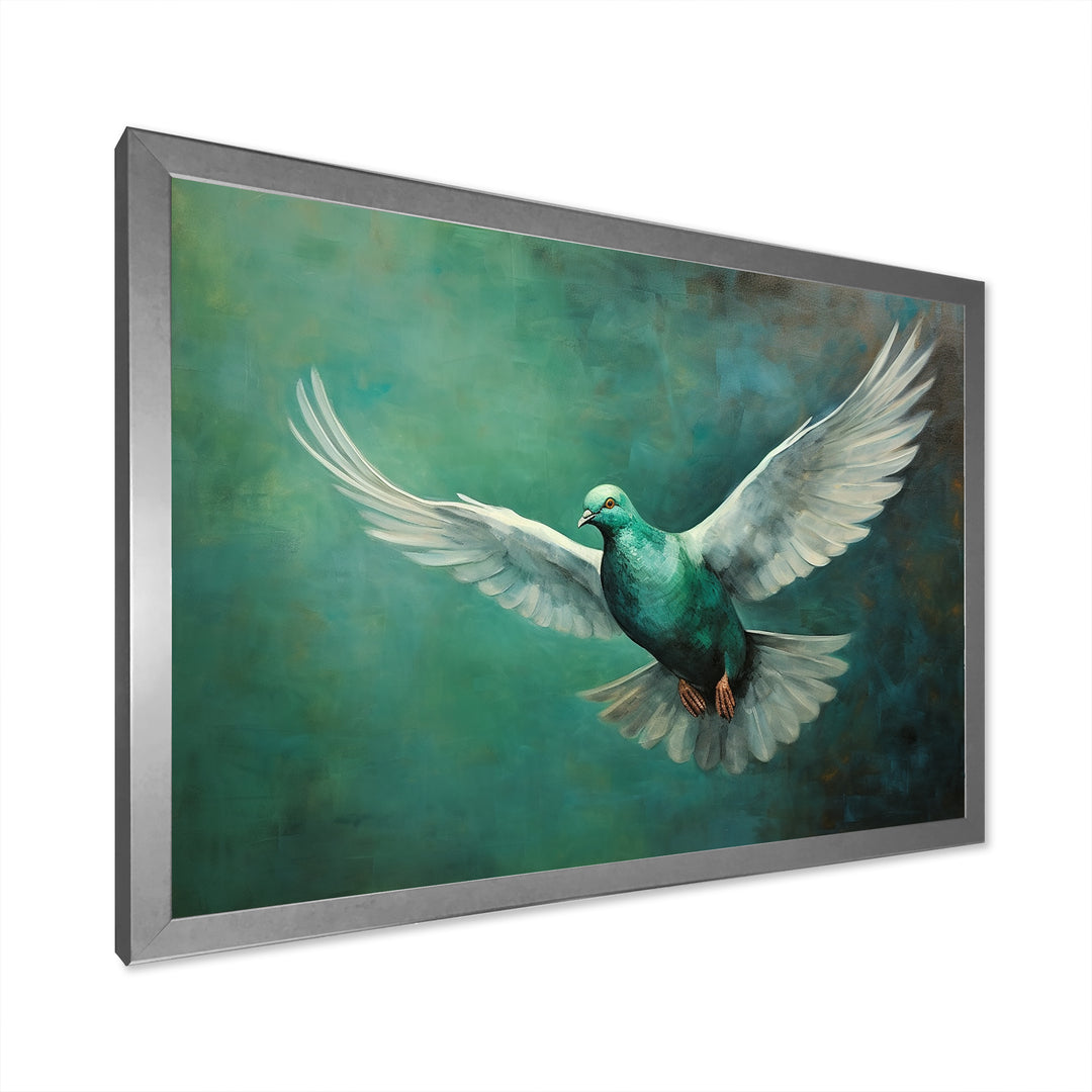 Teal Dove S Journey - Dove Canvas Wall Art