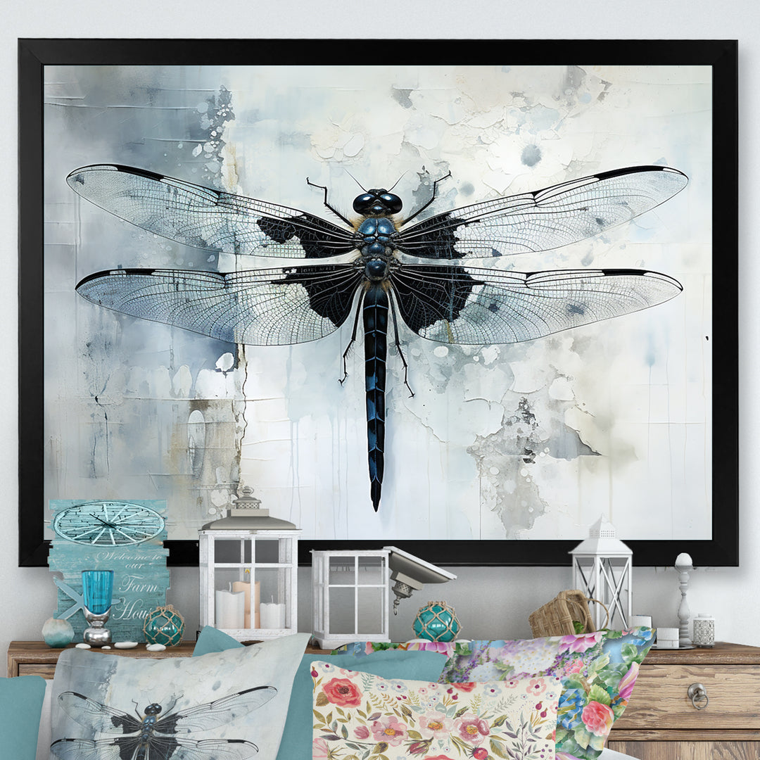 Dragonfly Elegance - Gray Dragonfly Wall Art