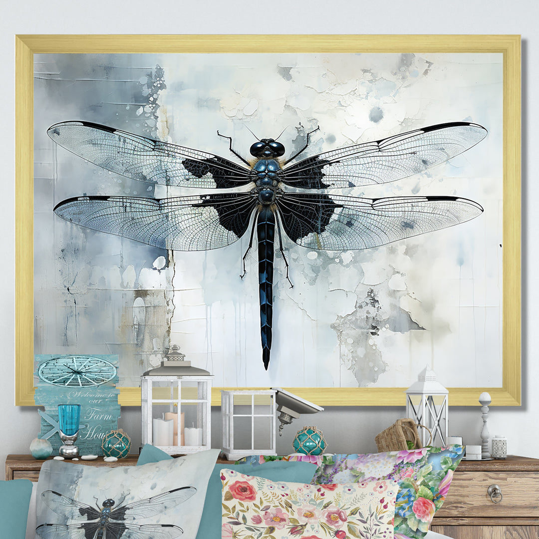 Dragonfly Elegance - Gray Dragonfly Wall Art