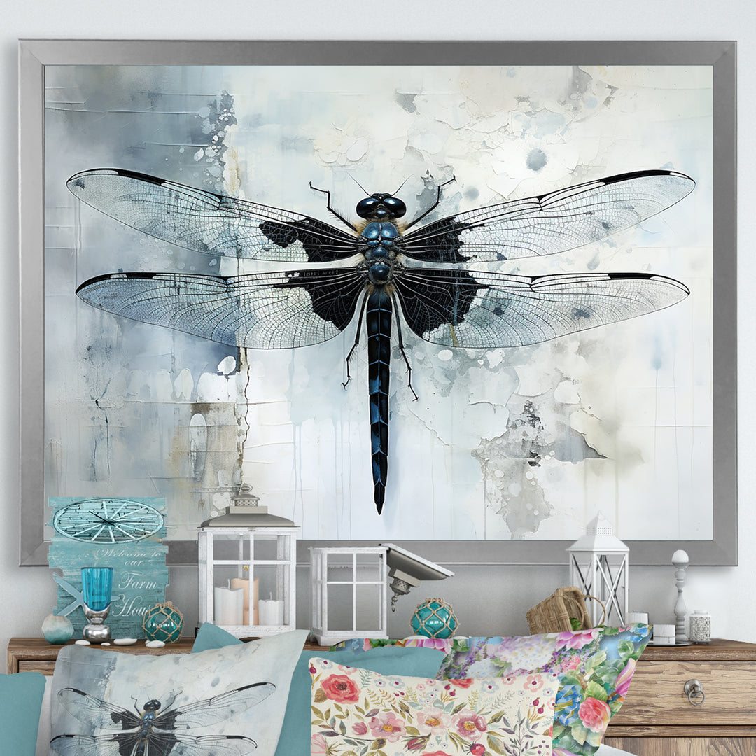 Dragonfly Elegance - Gray Dragonfly Wall Art