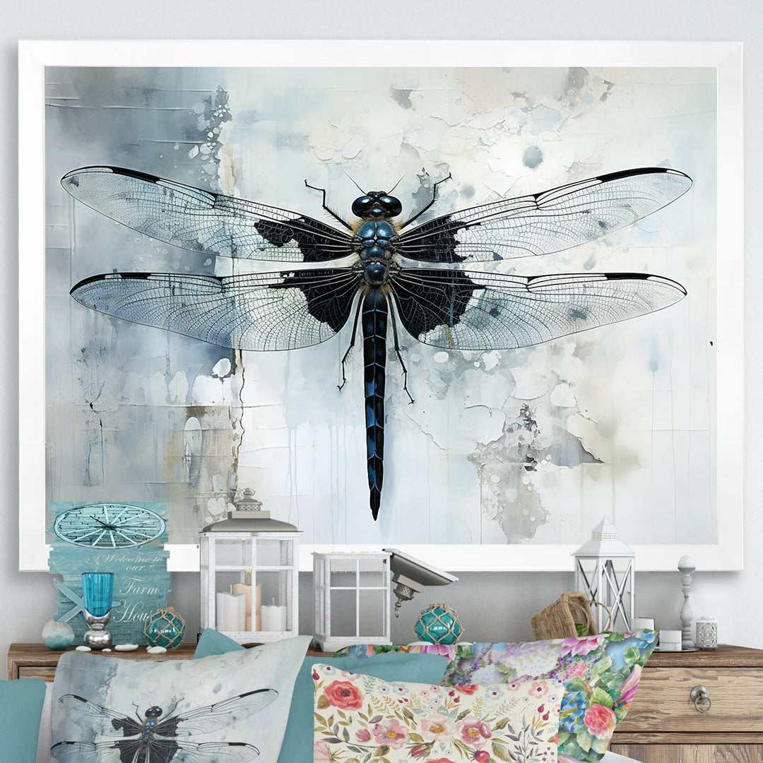 Dragonfly Elegance - Gray Dragonfly Wall Art
