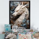 Epic Blue And Grey Dragon Odyssey - Dragons Large Canvas Wall Art