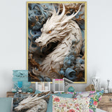 Epic Blue And Grey Dragon Odyssey - Dragons Large Canvas Wall Art