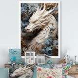 Epic Blue And Grey Dragon Odyssey - Dragons Large Canvas Wall Art