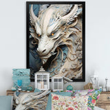 Epic Blue And Grey Dragon Odyssey I - Abstract Canvas Wall Art