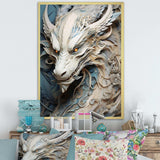 Epic Blue And Grey Dragon Odyssey I - Abstract Canvas Wall Art