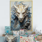 Epic Blue And Grey Dragon Odyssey III - Abstract Canvas Wall Art