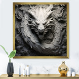 Chinese Black And White Dragon - Dragons Living Room Wall Art