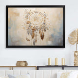 Beige And Grey Threads Of Dreams Dreamcatcher - Spiritual Canvas Wall Art