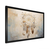 Beige And Grey Threads Of Dreams Dreamcatcher - Spiritual Canvas Wall Art