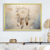 Beige And Grey Threads Of Dreams Dreamcatcher - Spiritual Canvas Wall Art