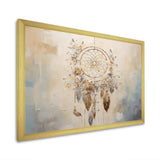 Beige And Grey Threads Of Dreams Dreamcatcher - Spiritual Canvas Wall Art