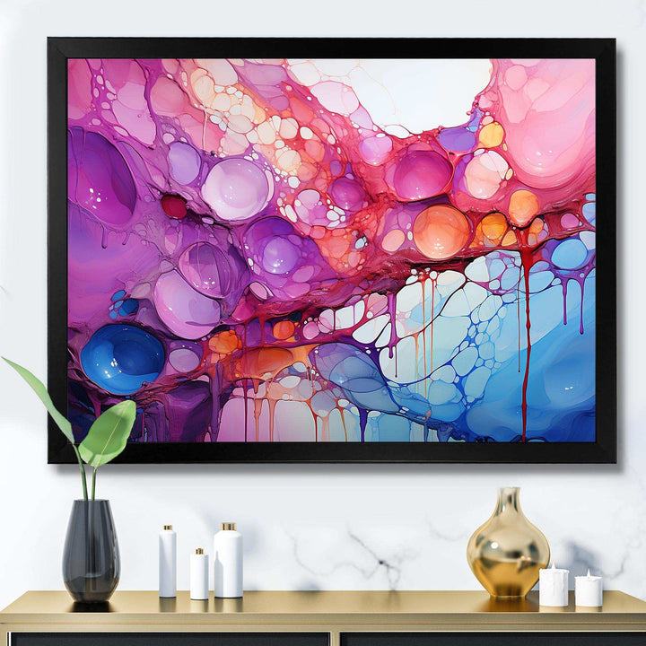 Symphony Purple And Blue Drip Painting - Abstract Canvas Wall Art