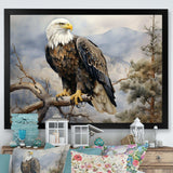 Bold Eagle Noble Perch - Animals Canvas Wall Art