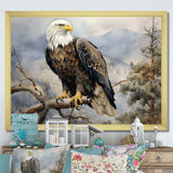 Bold Eagle Noble Perch - Animals Canvas Wall Art