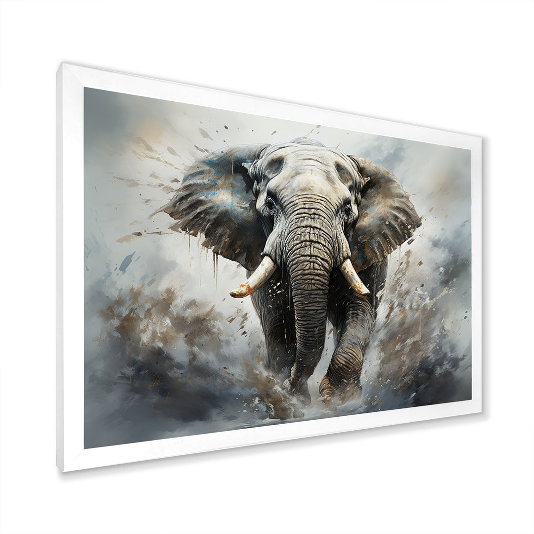Elephant Symphony Stampede - Gray Elephant Wall Art