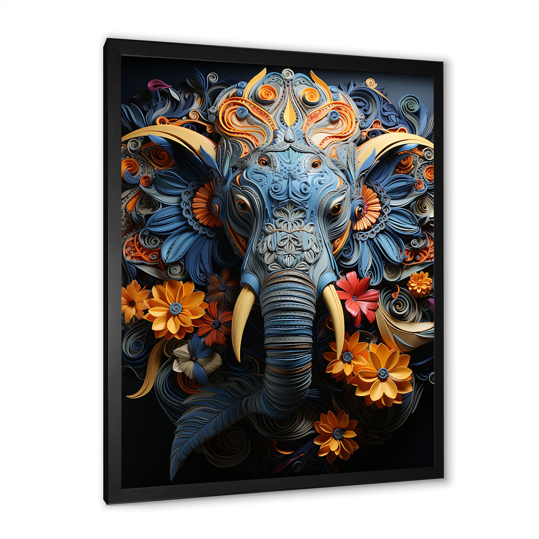 Abstract Elephant Dreamscape Portrait - Elephant Framed Canvas Art