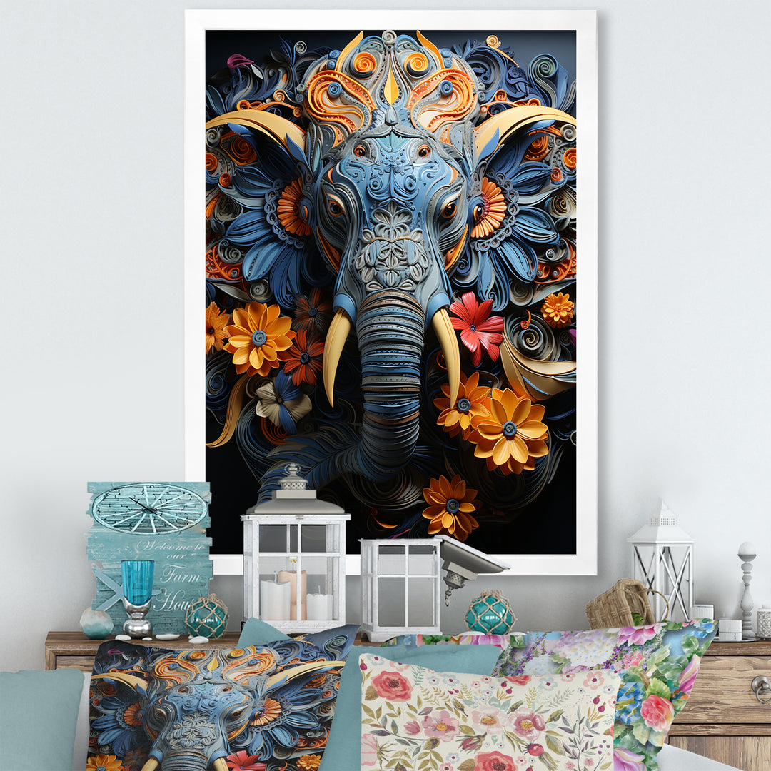 Abstract Elephant Dreamscape Portrait - Elephant Framed Canvas Art