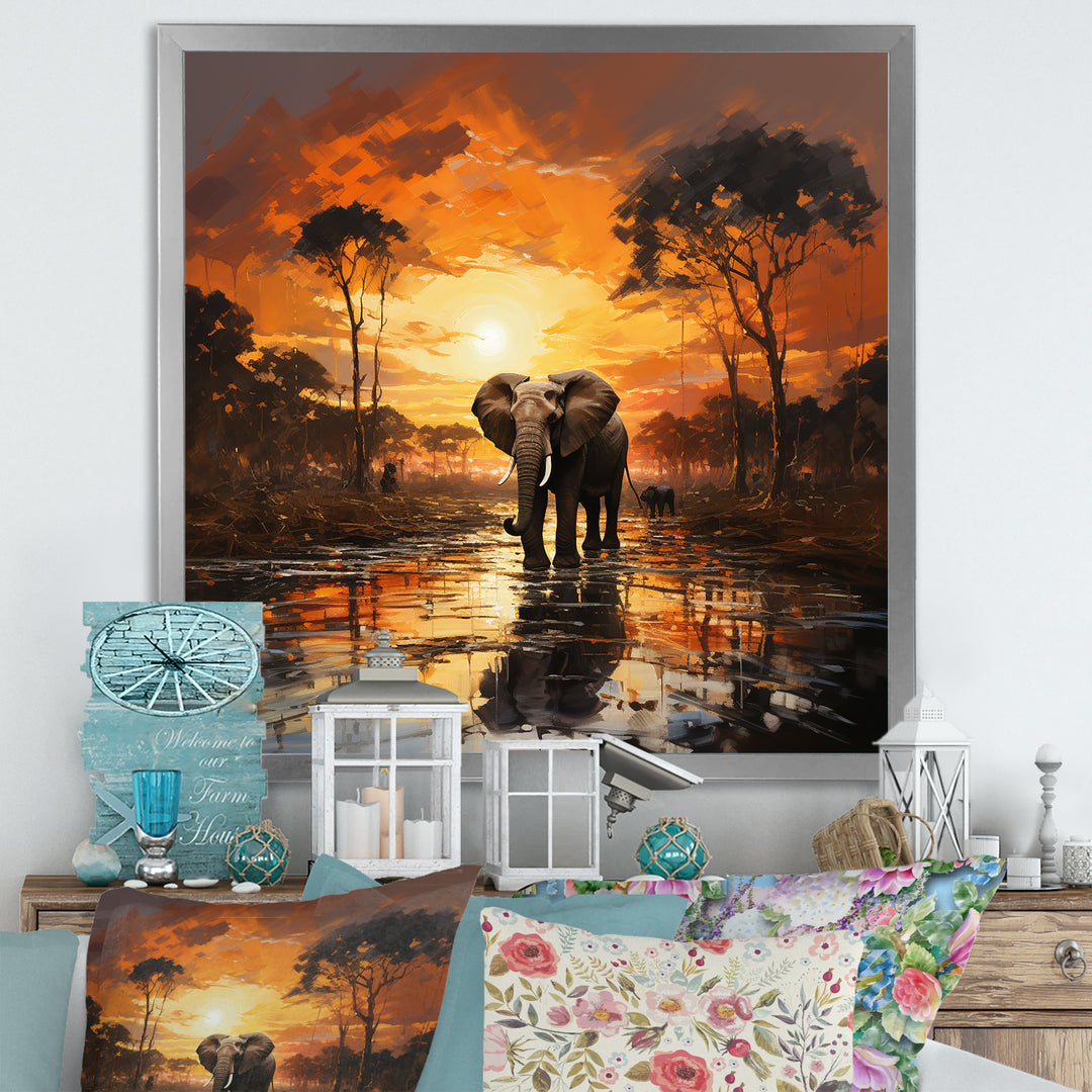 Graceful African Elephant In Motion - Elephant Wall Decor