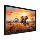 Graceful African Elephant With Calf In Motion - Elephant Wall Decor