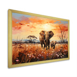 Graceful African Elephant With Calf In Motion - Elephant Wall Decor