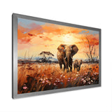 Graceful African Elephant With Calf In Motion - Elephant Wall Decor