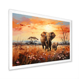 Graceful African Elephant With Calf In Motion - Elephant Wall Decor