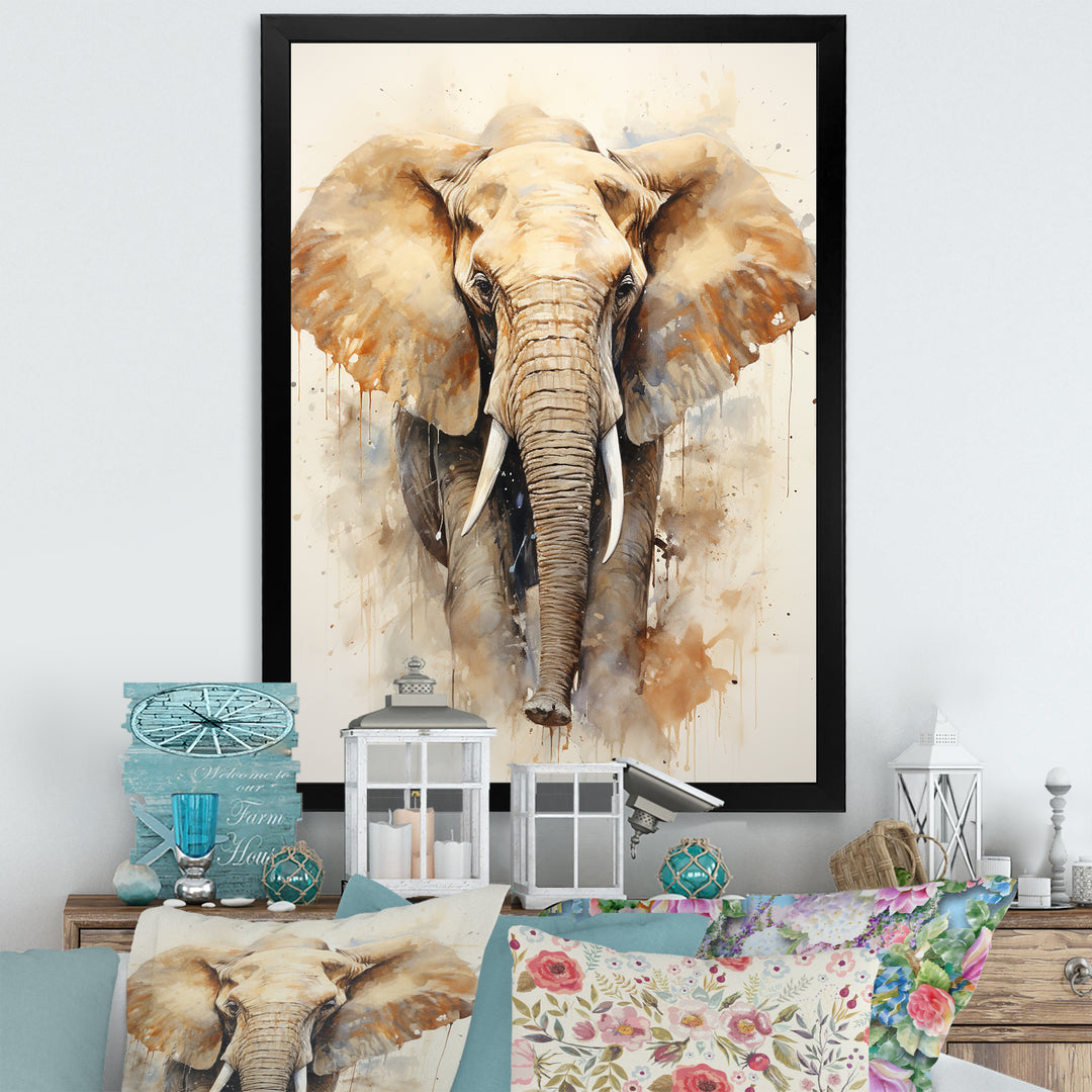 Gentle Elephant Giants - Beige Elephant Wall Art