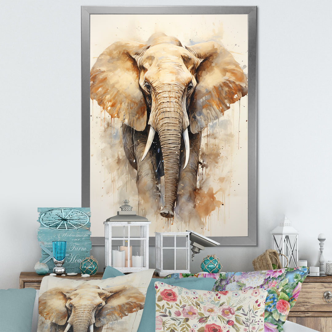 Gentle Elephant Giants - Beige Elephant Wall Art