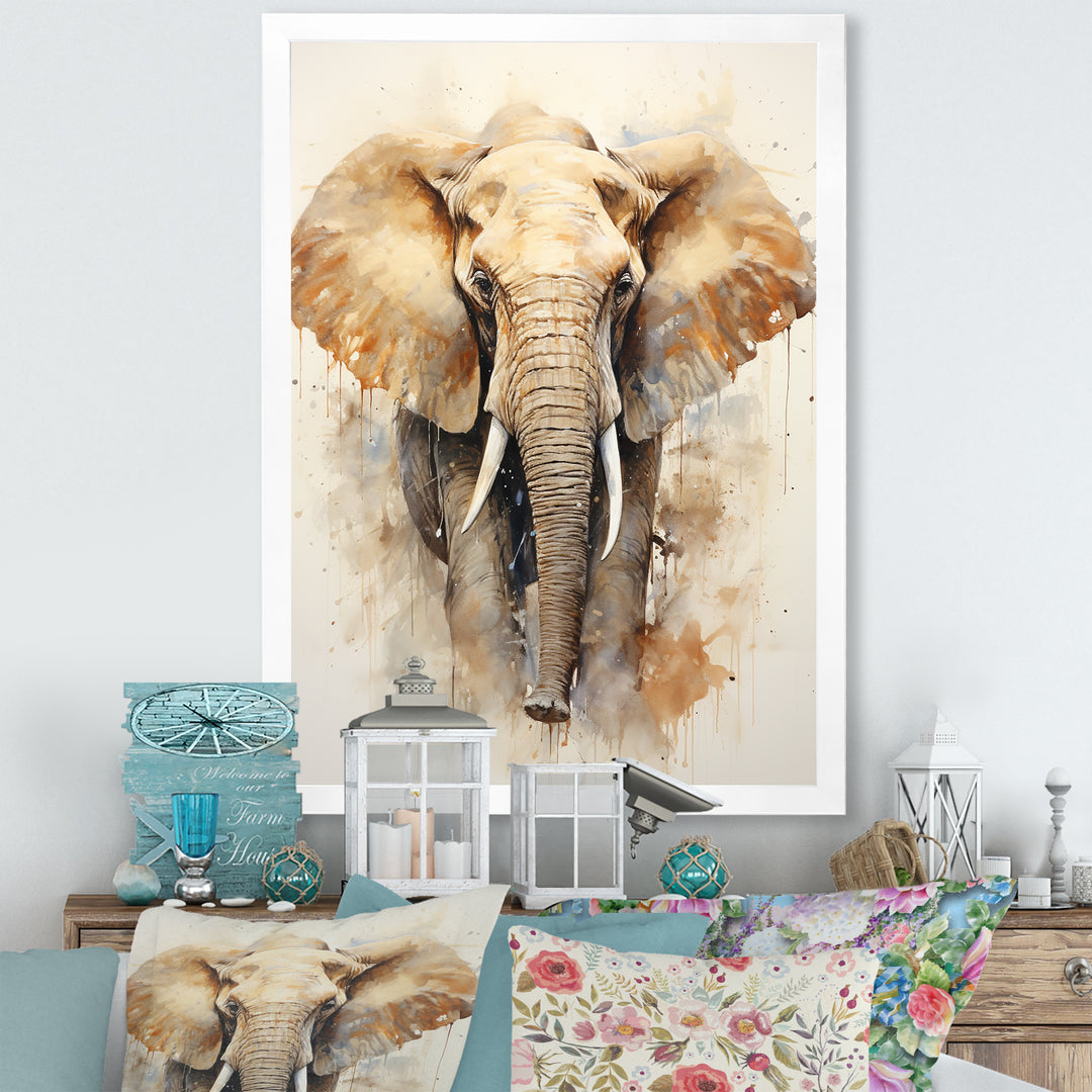 Gentle Elephant Giants - Beige Elephant Wall Art