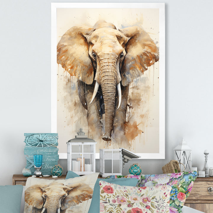 Gentle Elephant Giants - Beige Elephant Wall Art