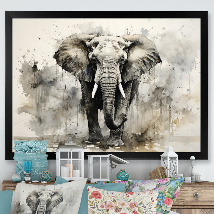 Elegant Elephant In Motion - Elephant Large Canvas Wall Art