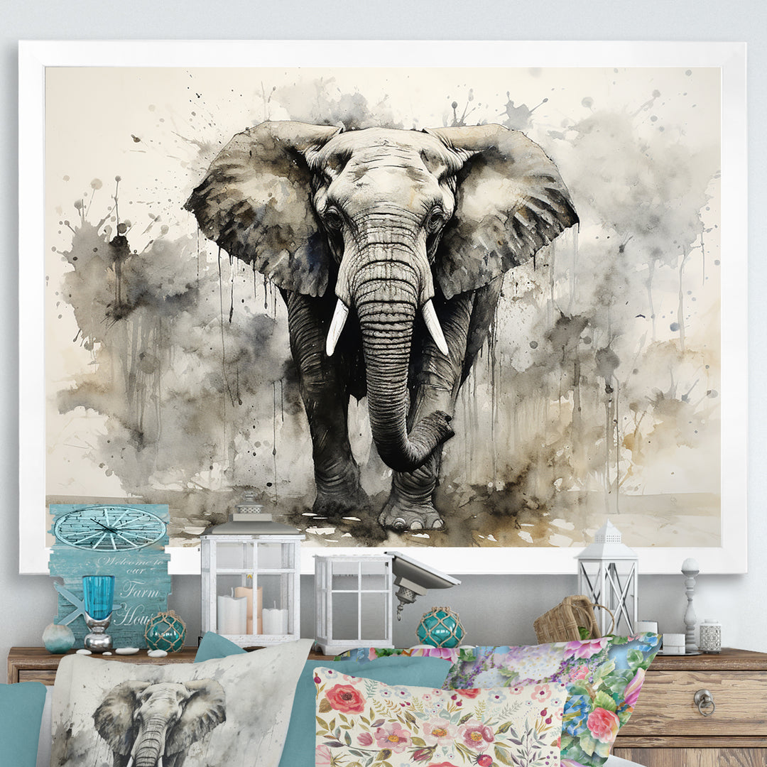 Elegant Elephant In Motion - Elephant Large Canvas Wall Art
