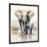 Elegant Elephant With Calf In Motion - Elephant Home Decor Art