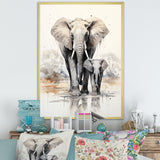 Elegant Elephant With Calf In Motion - Elephant Home Decor Art